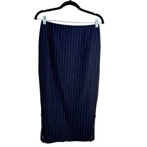 VICTORIA BECKHAM Navy Pinstripe Pencil Skirt – Size 8